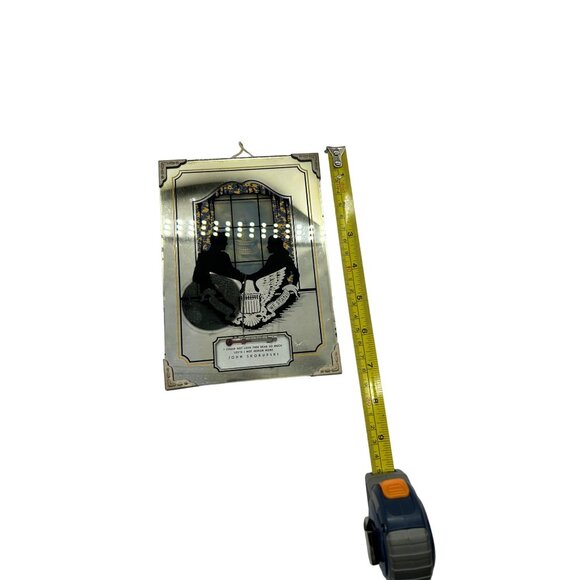 Vintage Silhouette Reverse Painting Couple White House Eagle Thermometer 4 3/4" - Picture 11 of 12